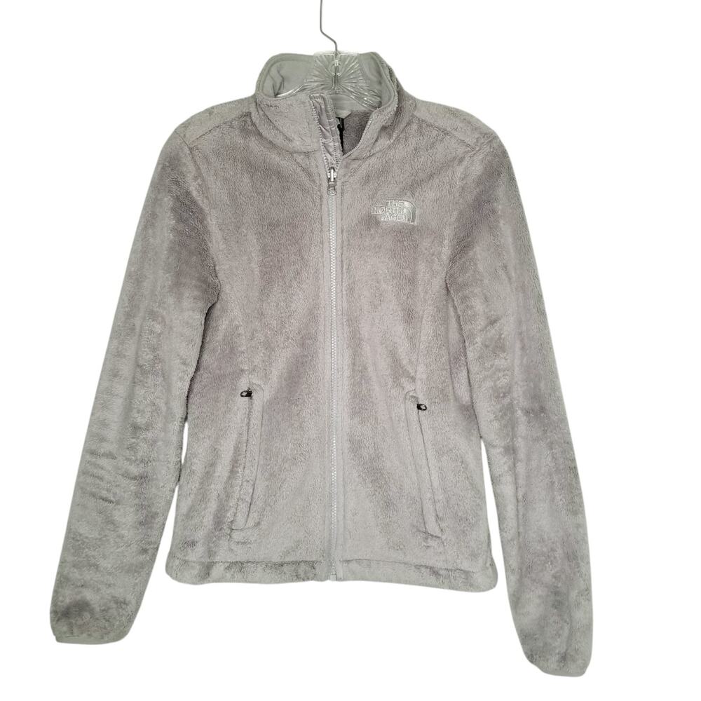 The North Face Osito Jacket Womens XS Gray Fuzzy High Pile Fleece Full Zip